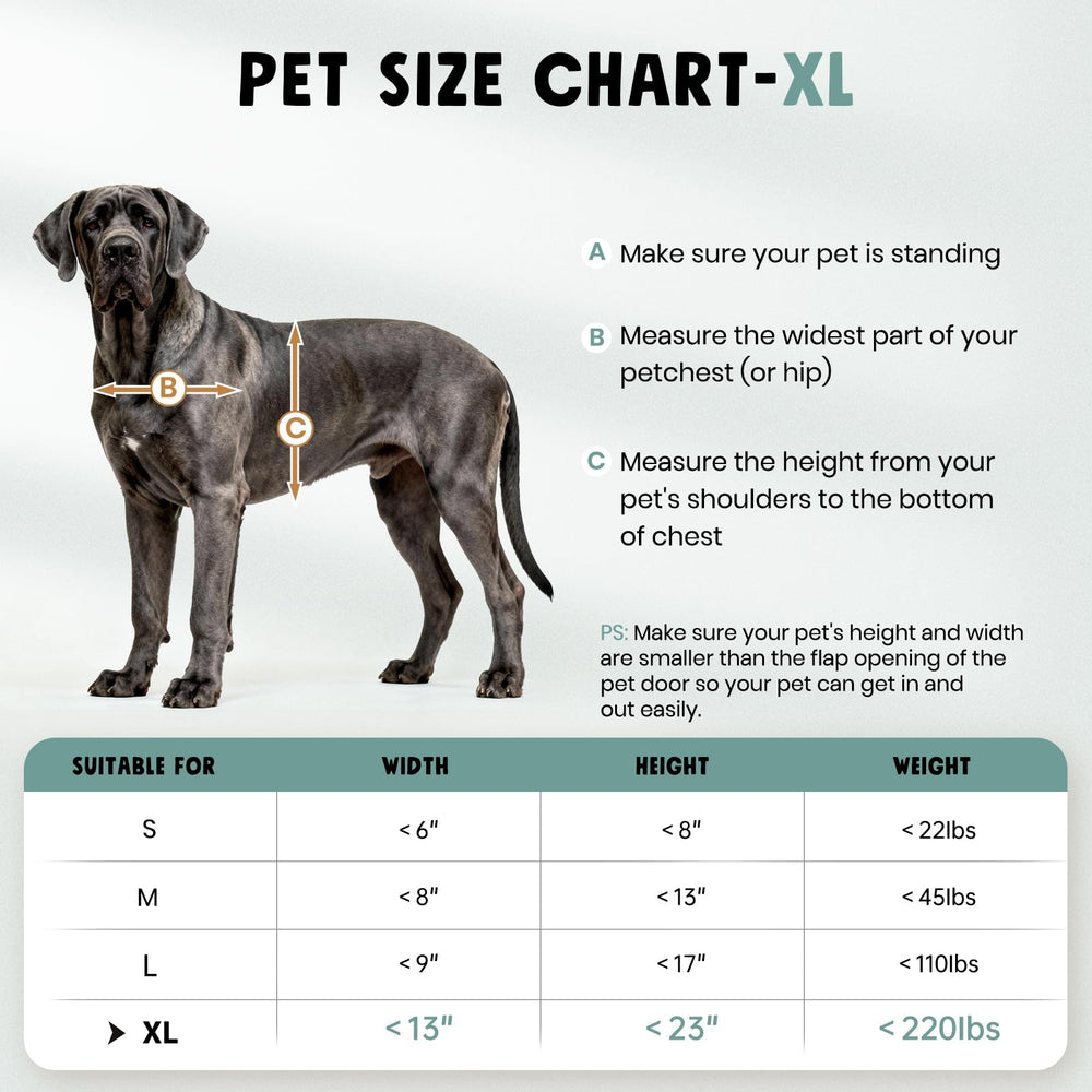 PETCOMING puerta para perros XL dimensiones y compatibilidad con grosor
