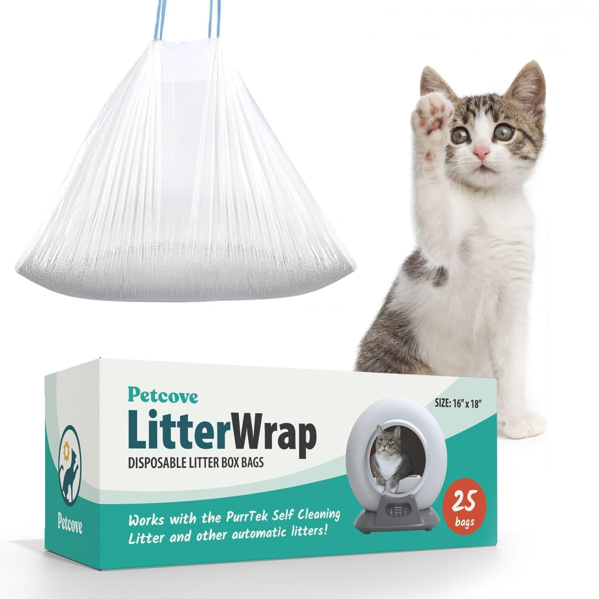 Petcove PurrTek: bolsa de liner con ajuste preciso para caja auto-limpiante