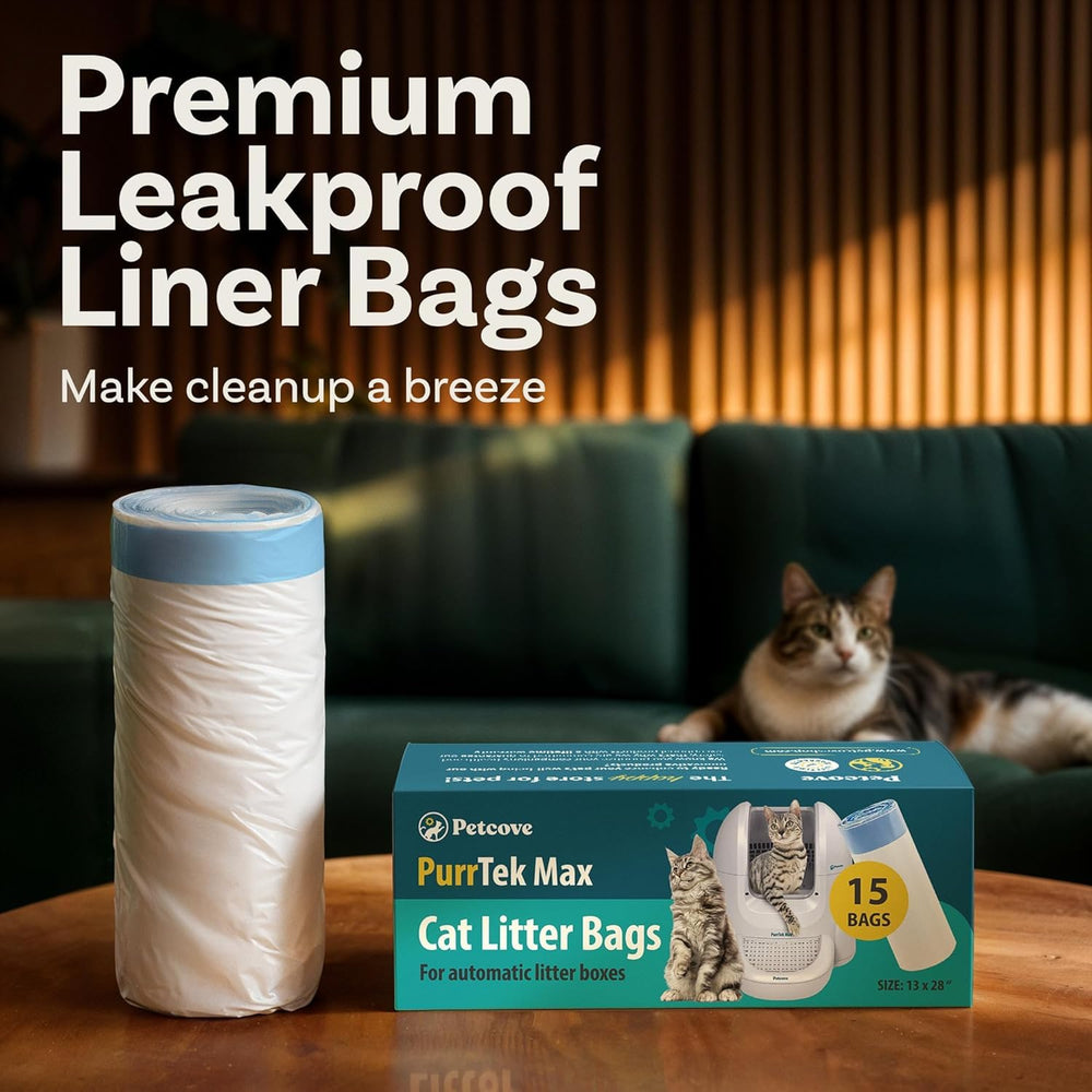 PurrTek Max con cordón de cierre práctico para desechar rápido.