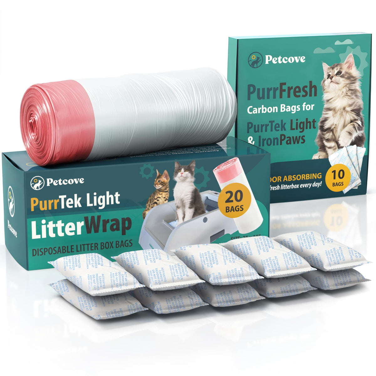 Petcove PurrTek Max: liner con cordón para ajuste perfecto en caja automática.
