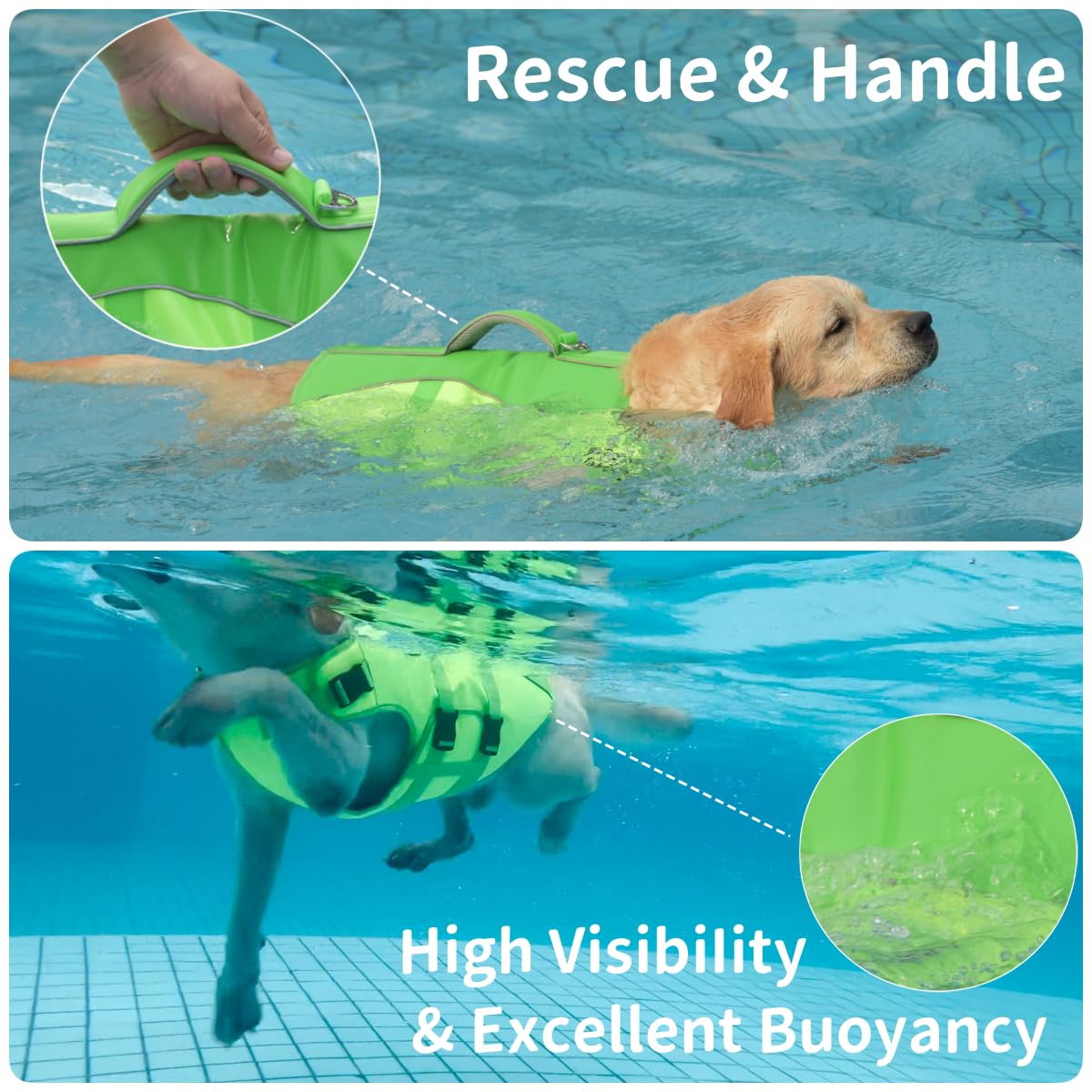 PETDSH chaqueta salvavidas para perro pequeño, en piscina, gran visibilidad