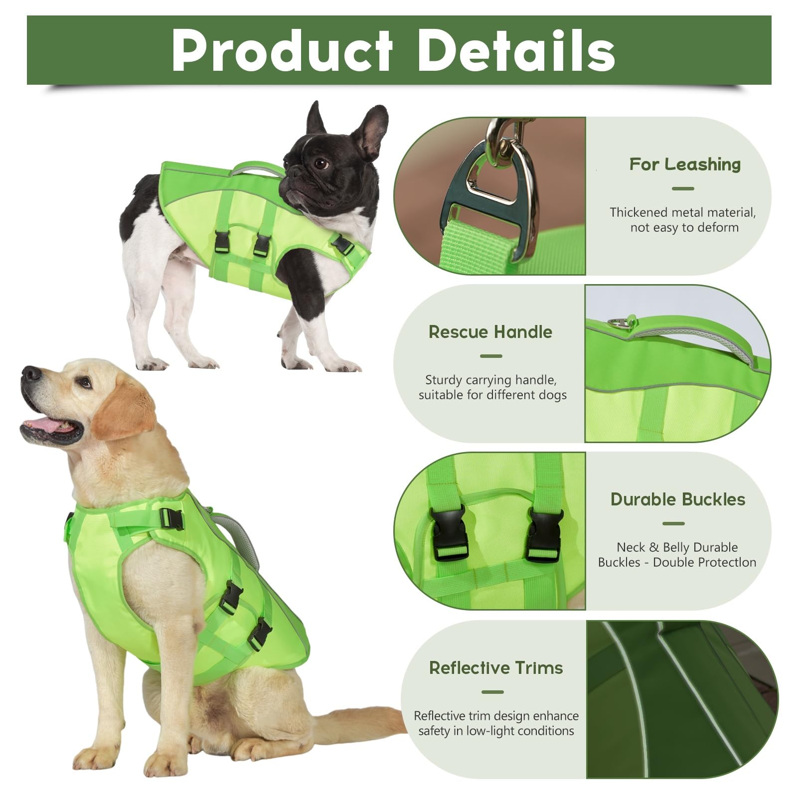 PETDSH chaqueta salvavidas para perro pequeño, colores brillantes y reflectantes para mejor visibilidad