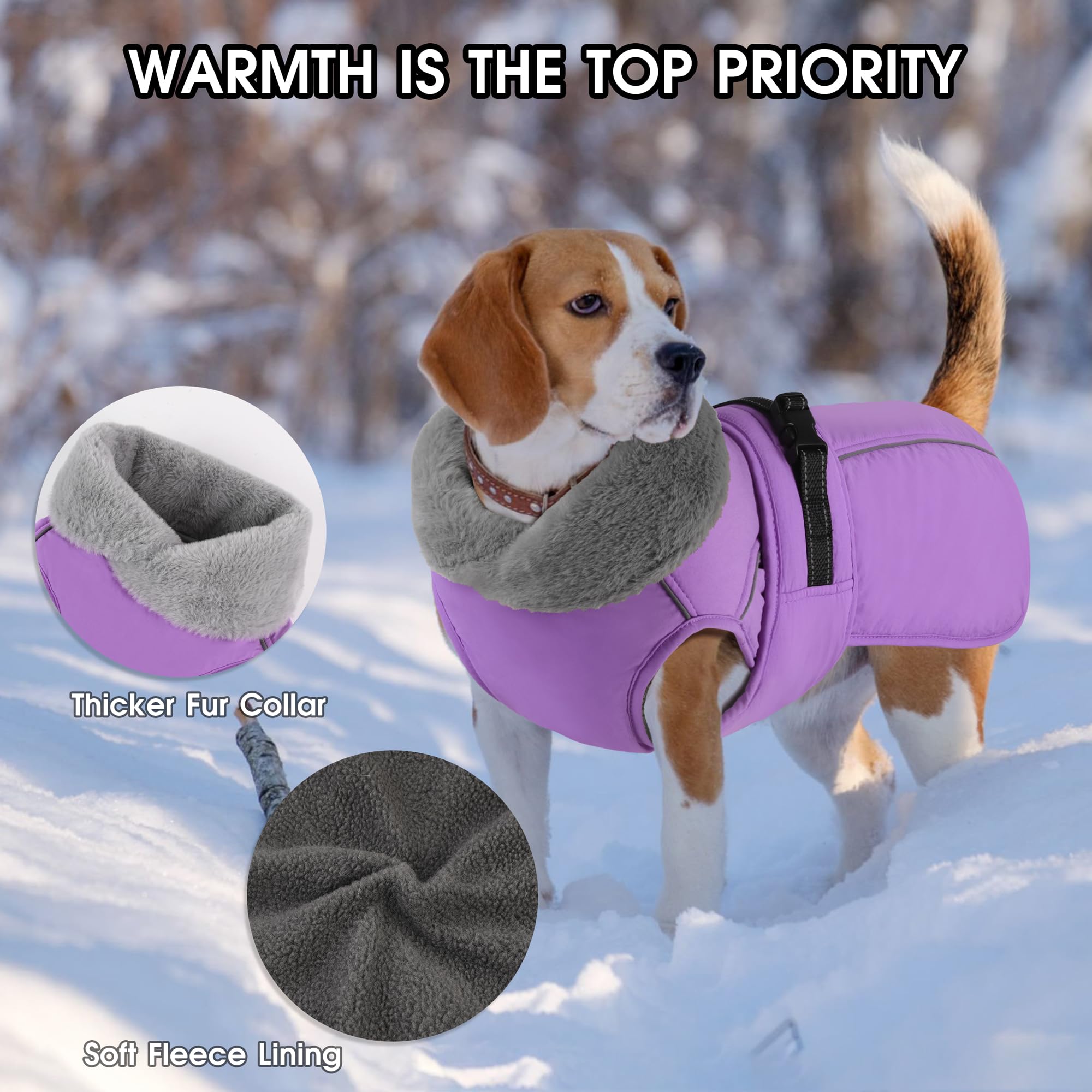 PETDSH chaqueta para perro con cuello grueso, ideal para clima frío y cómodo ajuste