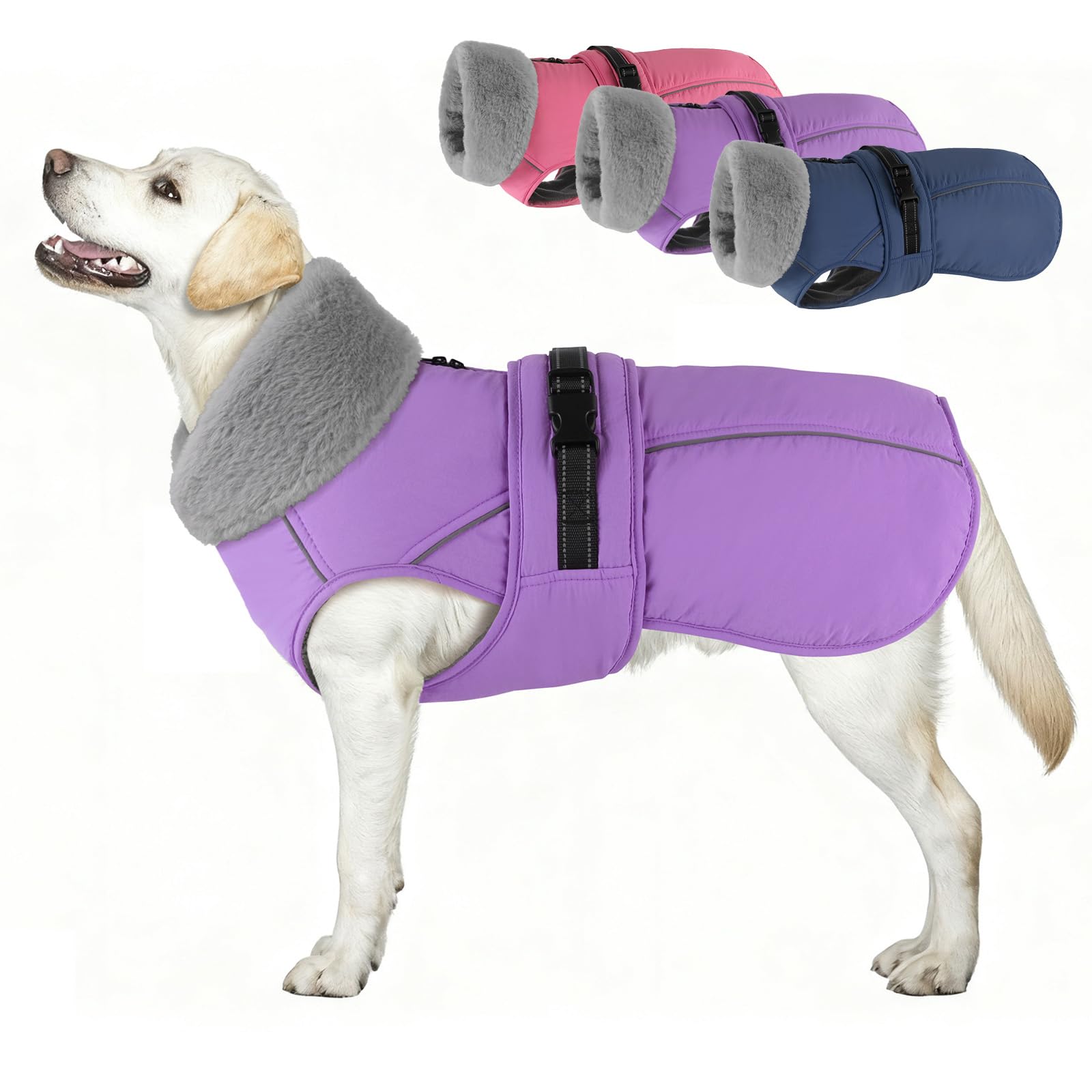 PETDSH chaqueta grande para perro con viento y forro de felpa que mantiene cálido