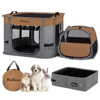 PetEase jaula de juego portátil 2-en-1 para perros y gatos, ideal para viajes.