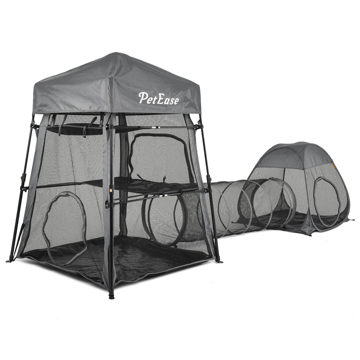 PETEASE torre-gato-3en1: torre estable para gatos, ideal para descanso y juego.