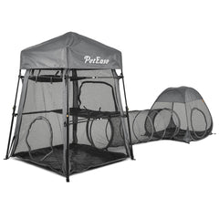 PETEASE torre-gato-3en1: torre estable para gatos, ideal para descanso y juego.
