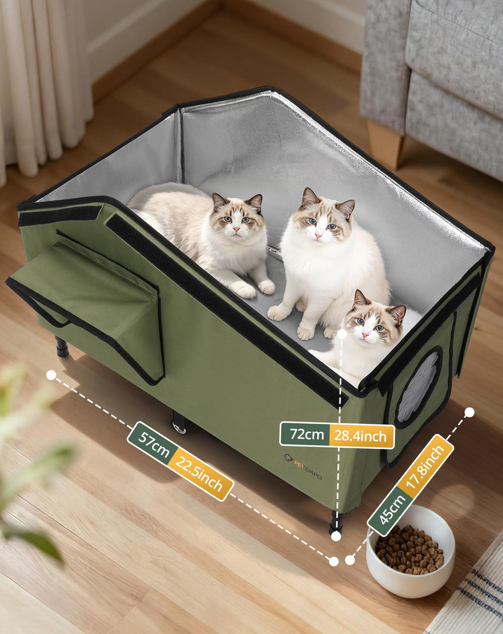 PETEMPO espacio-para-3-4-gatos, refugio cómodo para varios felinos