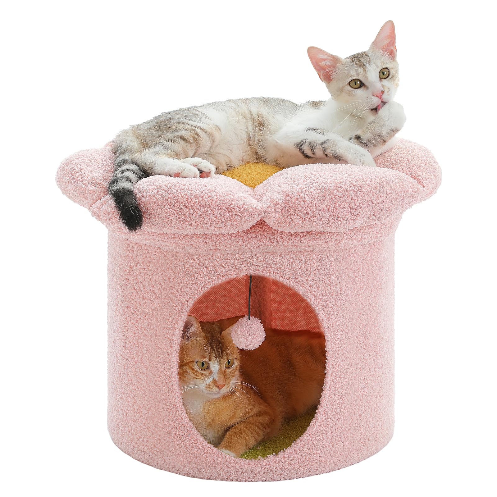 PETEPELA cama gato flor-desmontable para descanso cómodo y limpieza fácil.