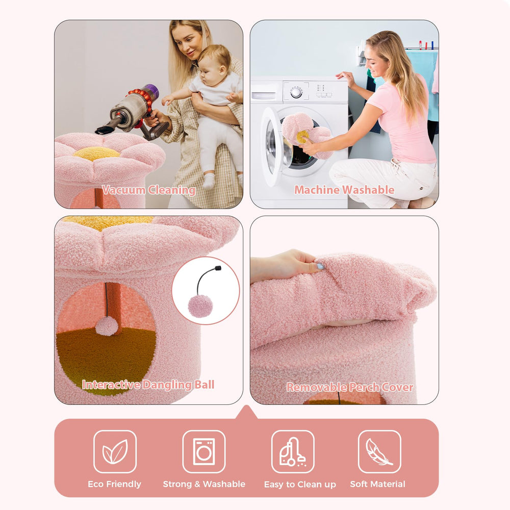 PETEPELA cama flor con plataforma para gato ideal para mirar desde la ventana.