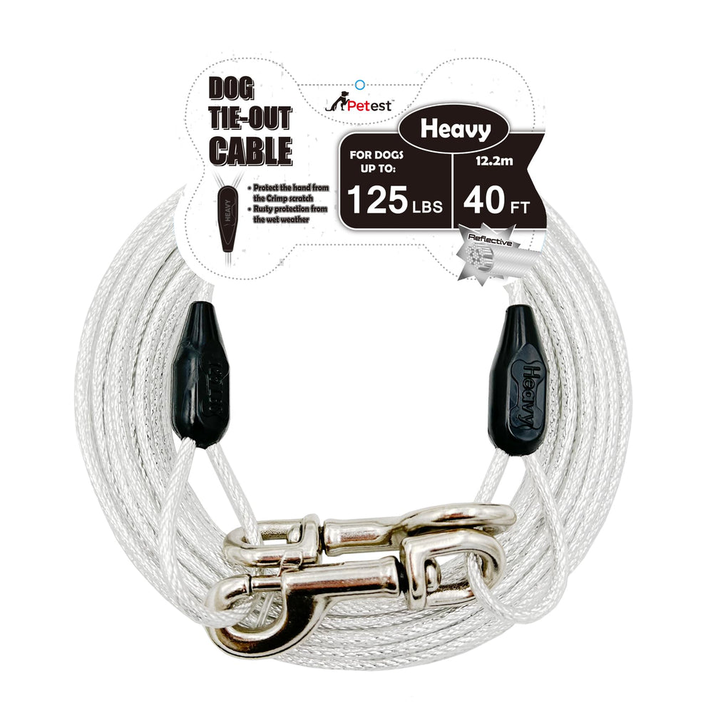 Petest cable de 40 pies reflectivo para perros grandes, ideal para paseos nocturnos.