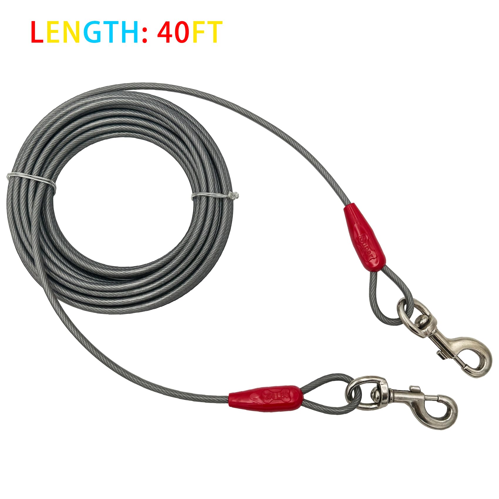 Petest cable de acero de alta resistencia para perros grandes y actividades al aire libre.