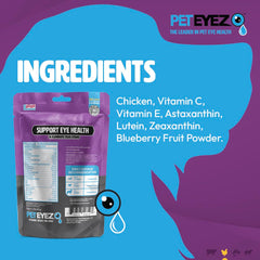 PetEyez golosinas vitamínicas para perros, apoyo nutricional diario.