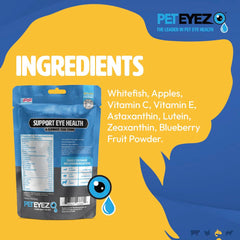 PetEyez golosinas naturales para perros, sabor a pescado blanco, apoyo diario a la salud ocular