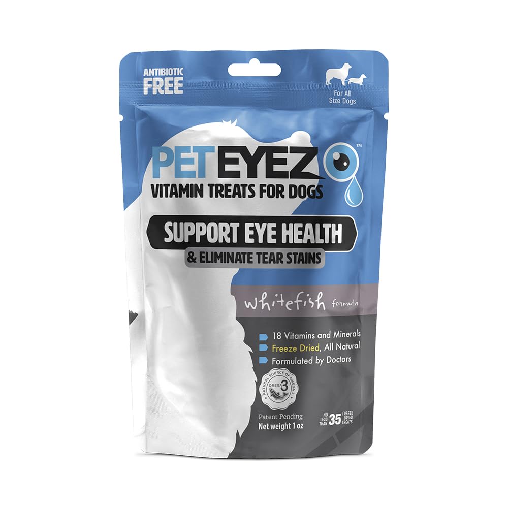 PetEyez tratamiento vitamínico para manchas de lagrimeo en perros, mejora la claridad ocular