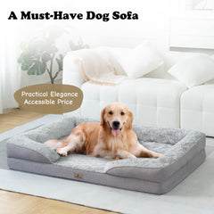 Cama para perro PetFun XL con funda lavable en gris claro.