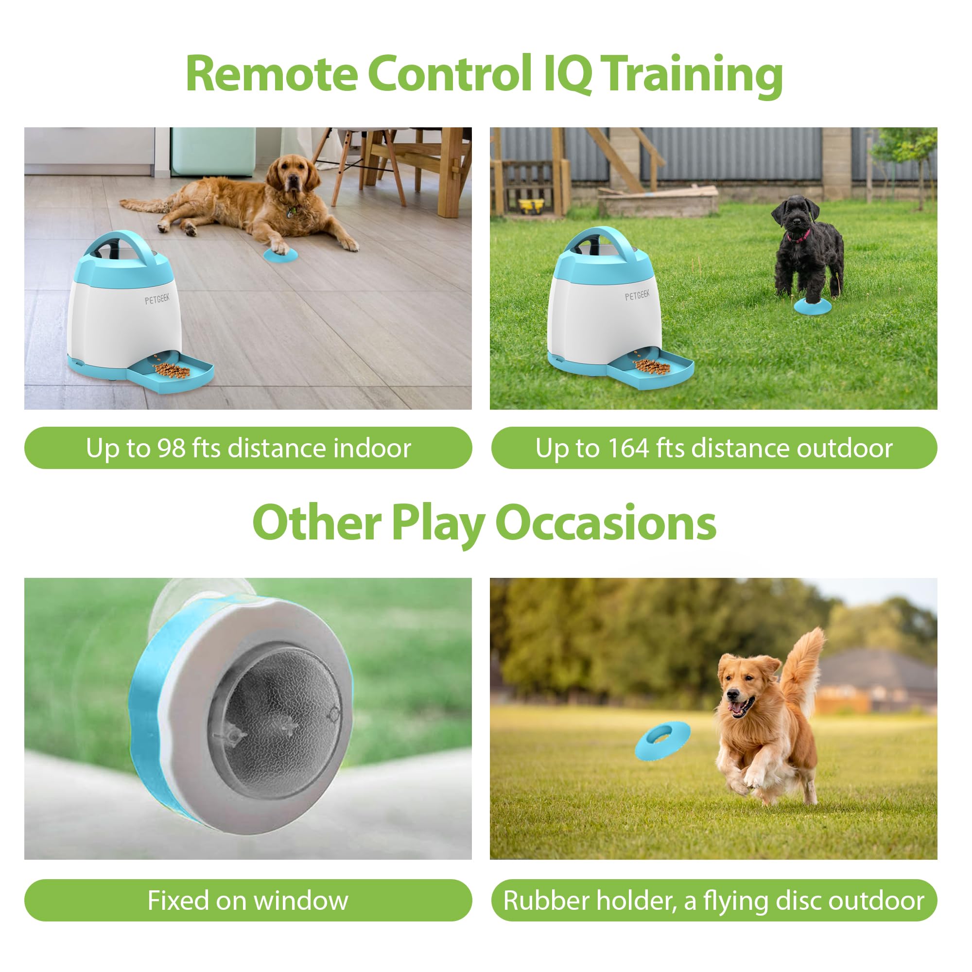PETGEEK dispensador con alimentación dual, batería y USB para mayor flexibilidad.