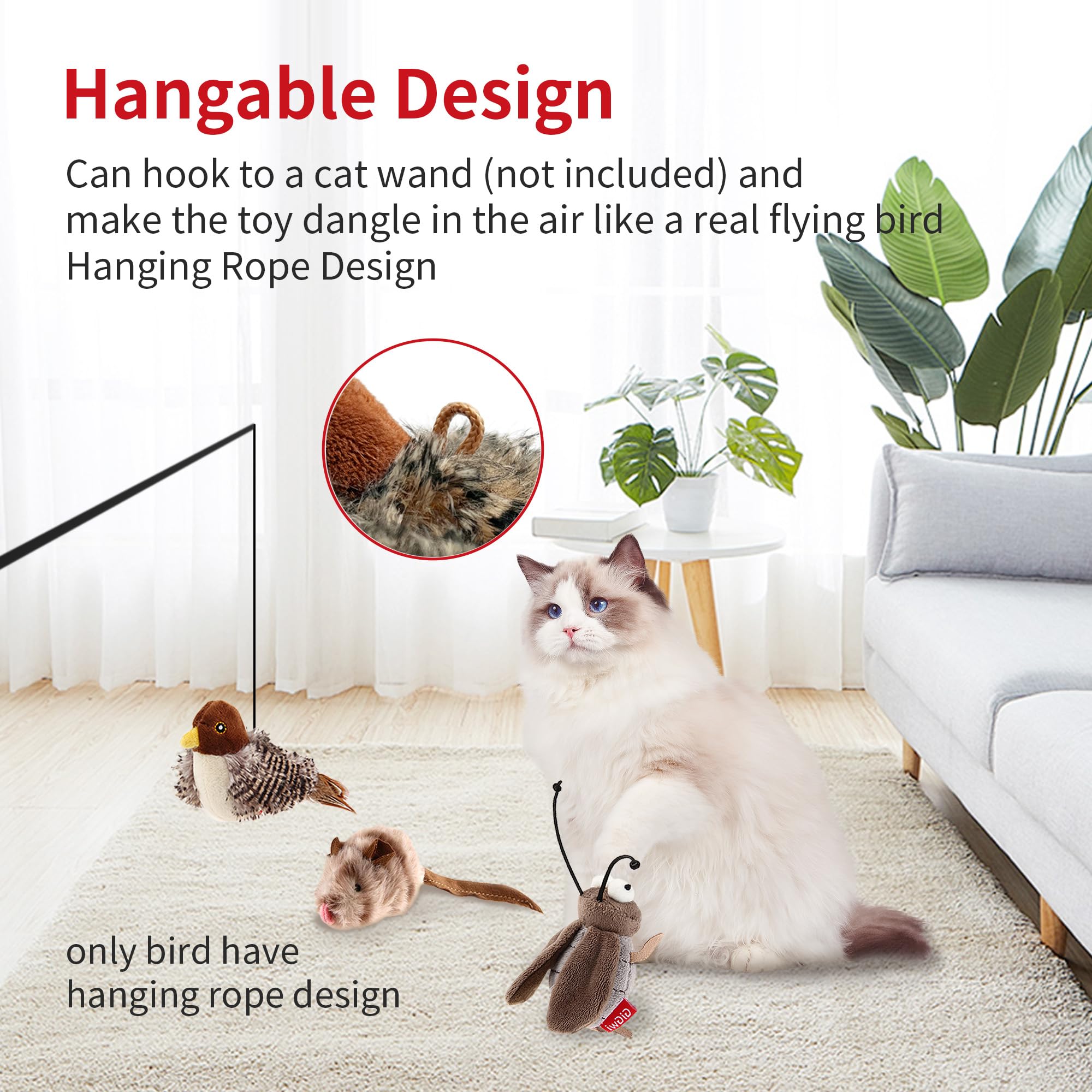 PETGEEK GiGwi plumas suaves, juguete interactivo para gatos curiosos