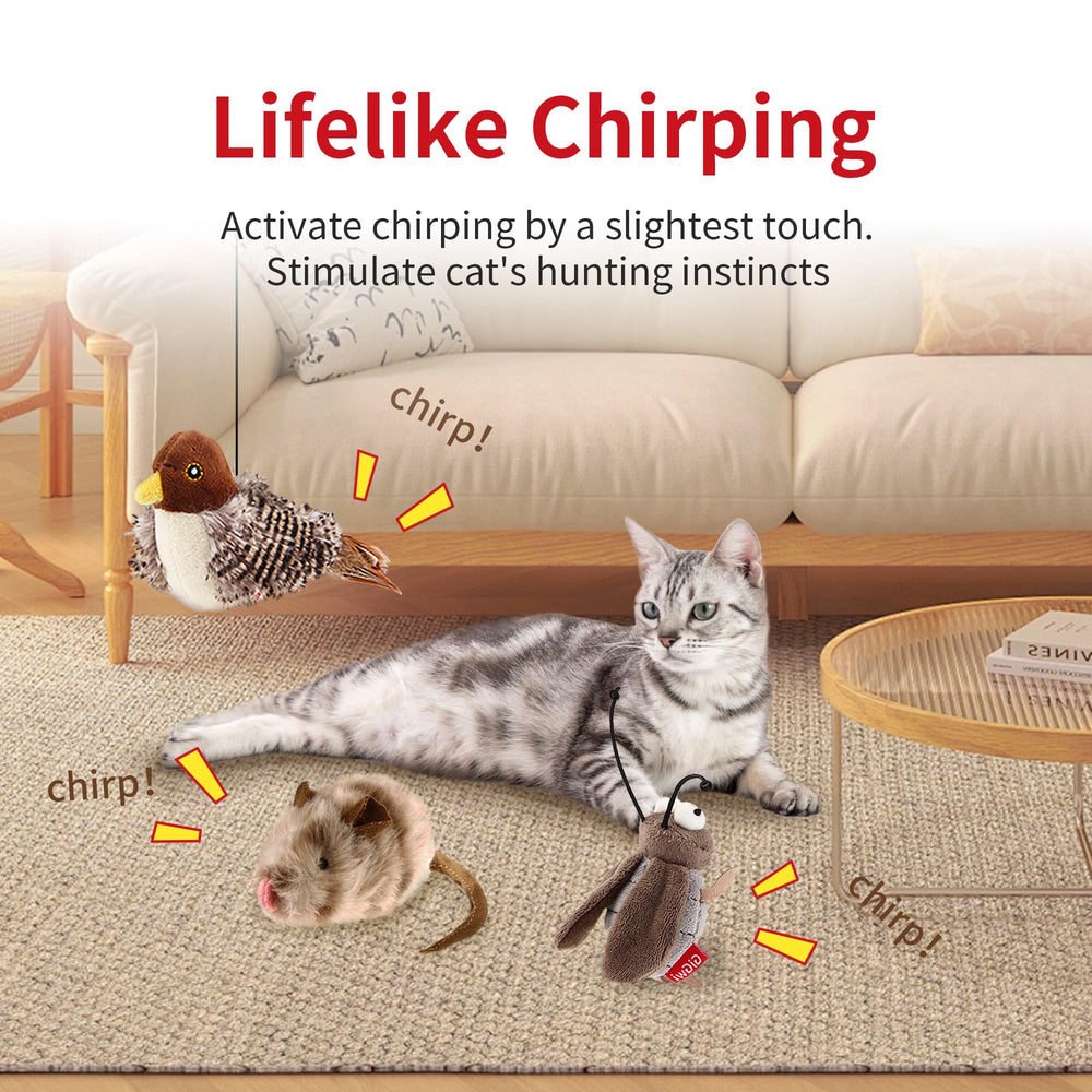 PETGEEK GiGwi sonido chirrido, ave interactiva que capta la atención