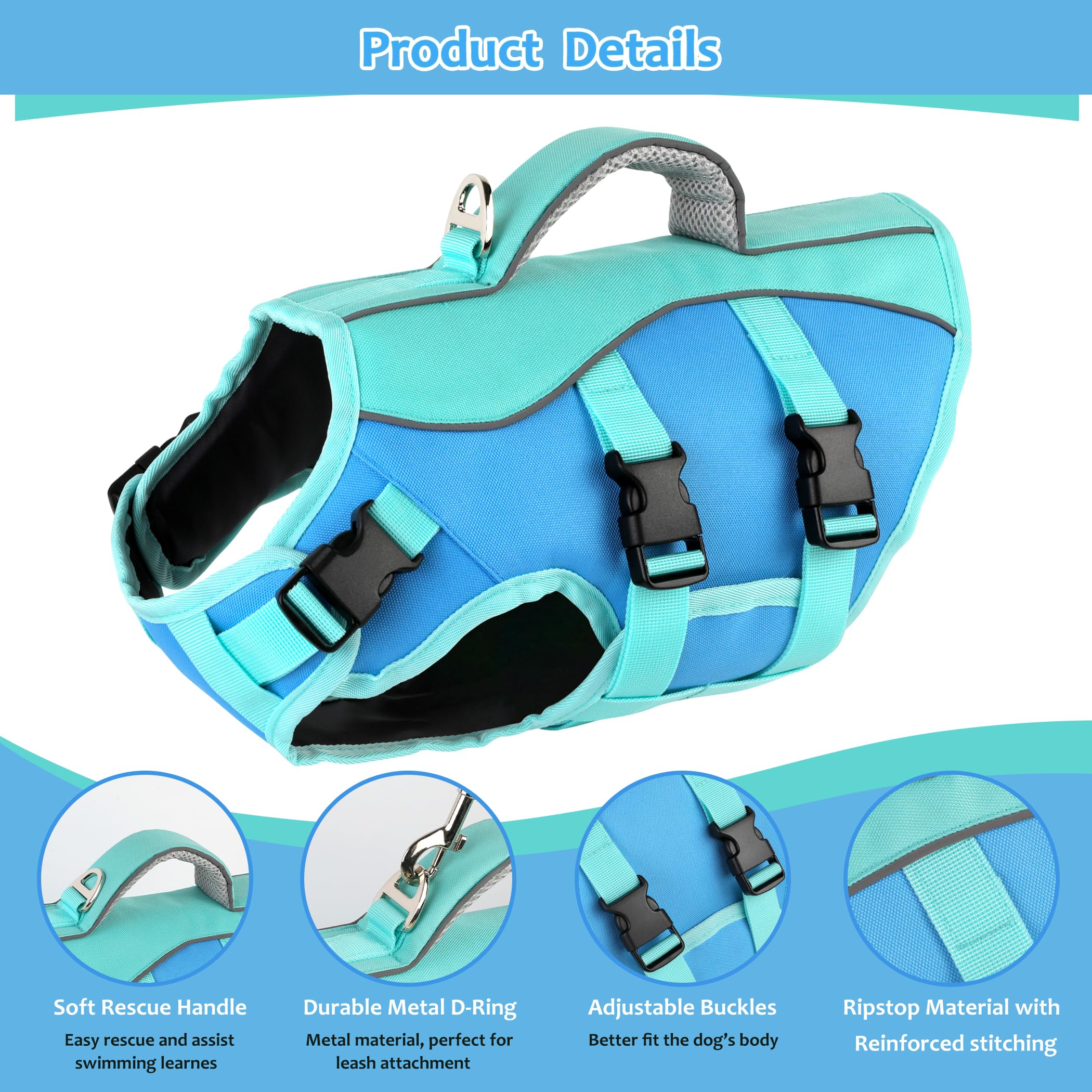 Petglad chaleco para perro alta flotabilidad, ideal para natación