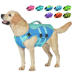Petglad chaleco salvavidas para perro con asa de rescate, azul y XS