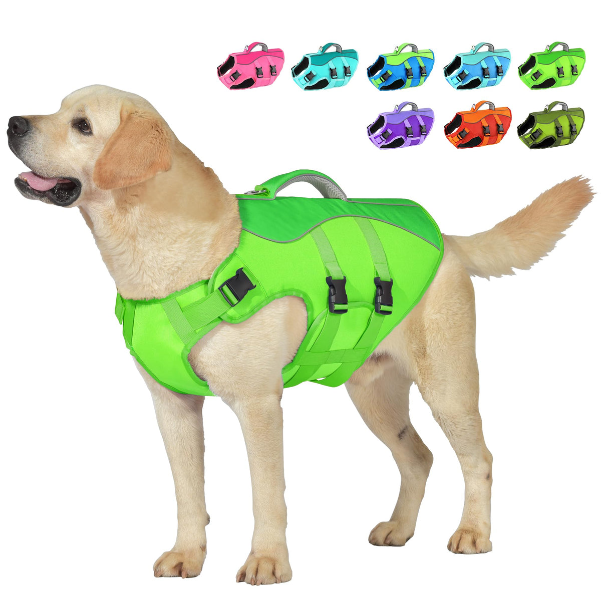 Petglad chaleco salvavidas para perros con asa de rescate, facilita levantar al perro del agua.