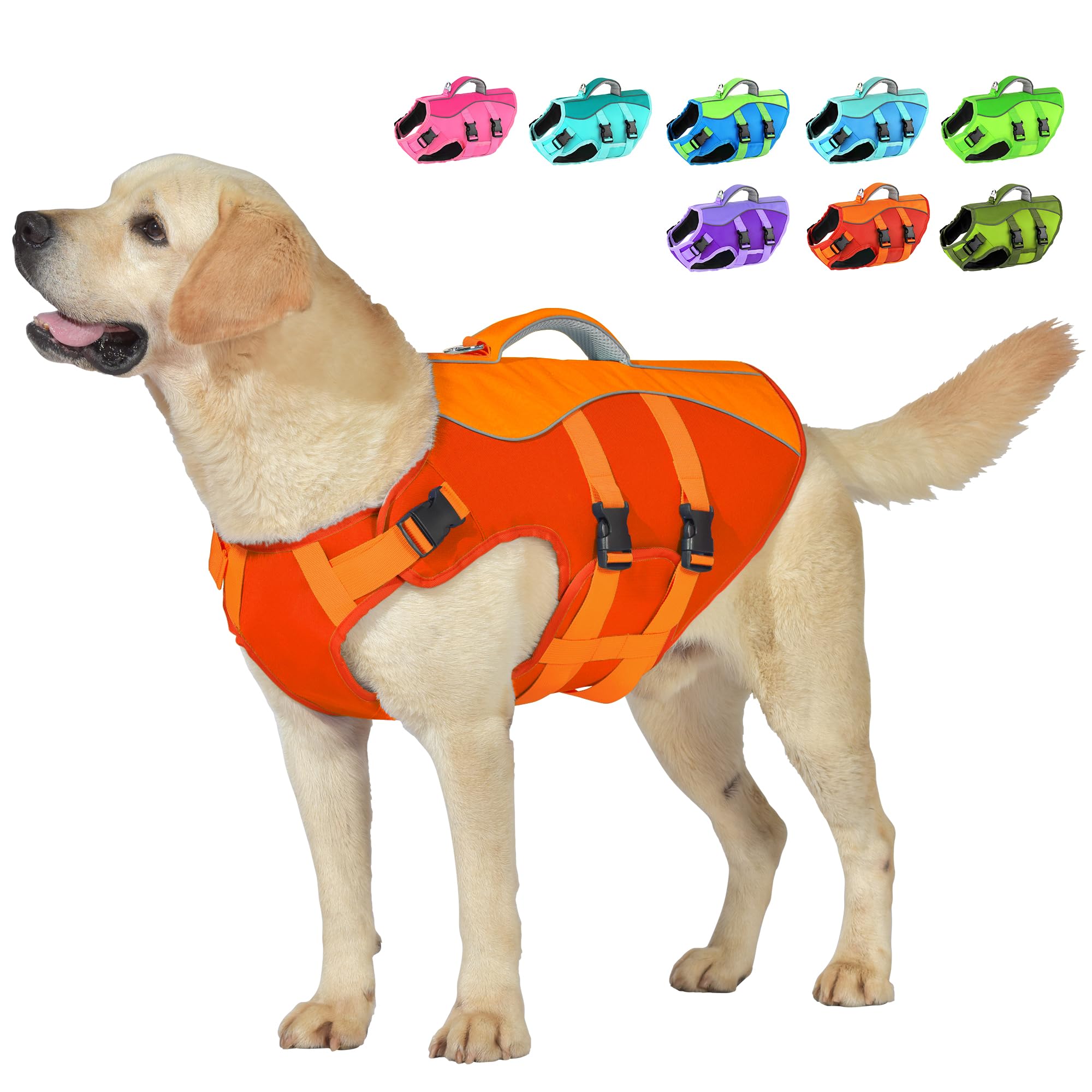 Petglad chaqueta salvavidas para perro con asa de rescate, mejora seguridad en el agua