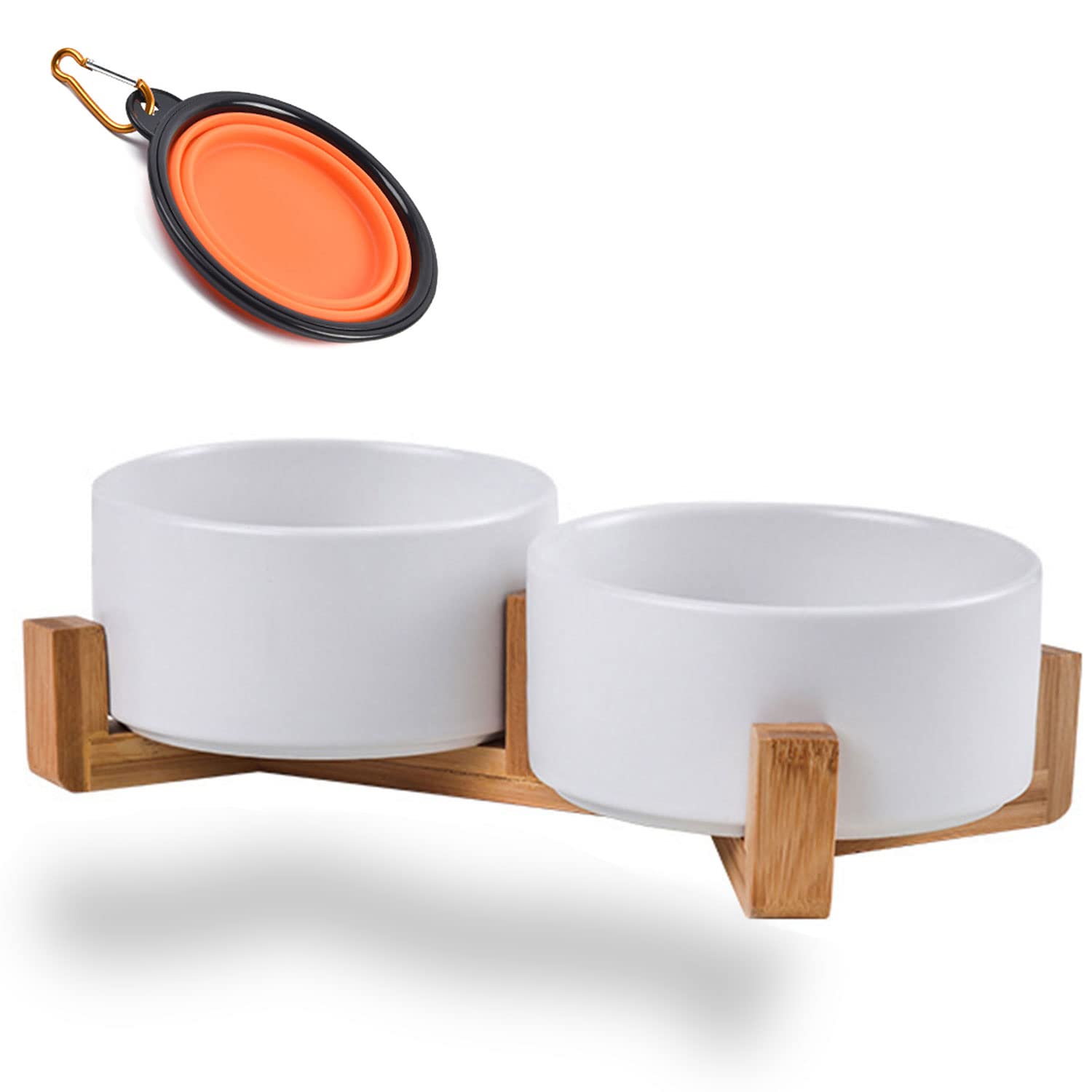 Conjunto de tazones cerámicos Petygooing de doble uso para comida y agua.