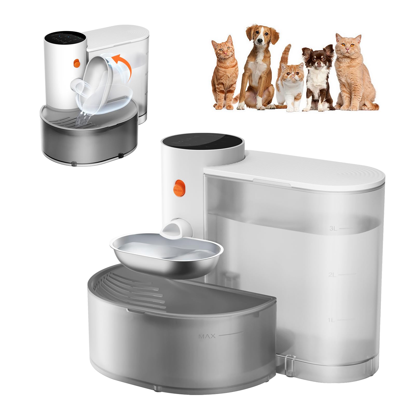 Petgravity bebedero mascotas-acero inoxidable, cuenco duradero y fácil de limpiar para hidratación segura.