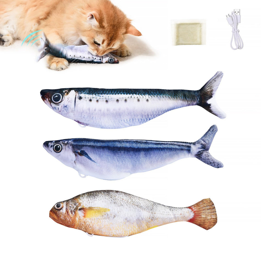 Petgravity pez flotante realista 3 unidades frente, estimula juego activo del gato