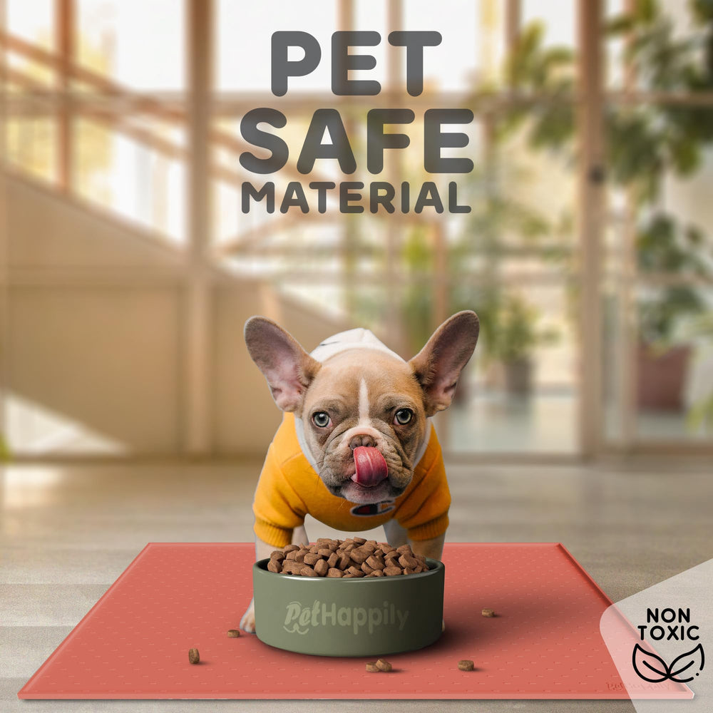 PETHAPPILY alfombrilla de alimentación para perro mantiene el cuenco estable.