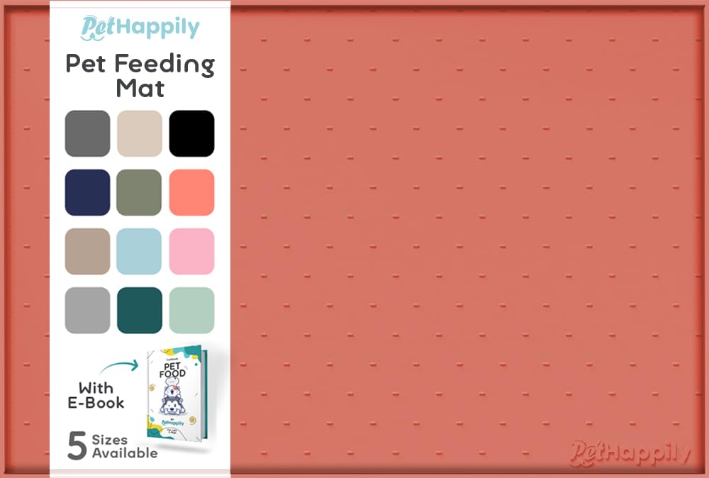 PETHAPPILY alfombrilla para alimentos de perro con bordes elevados evita derrames.