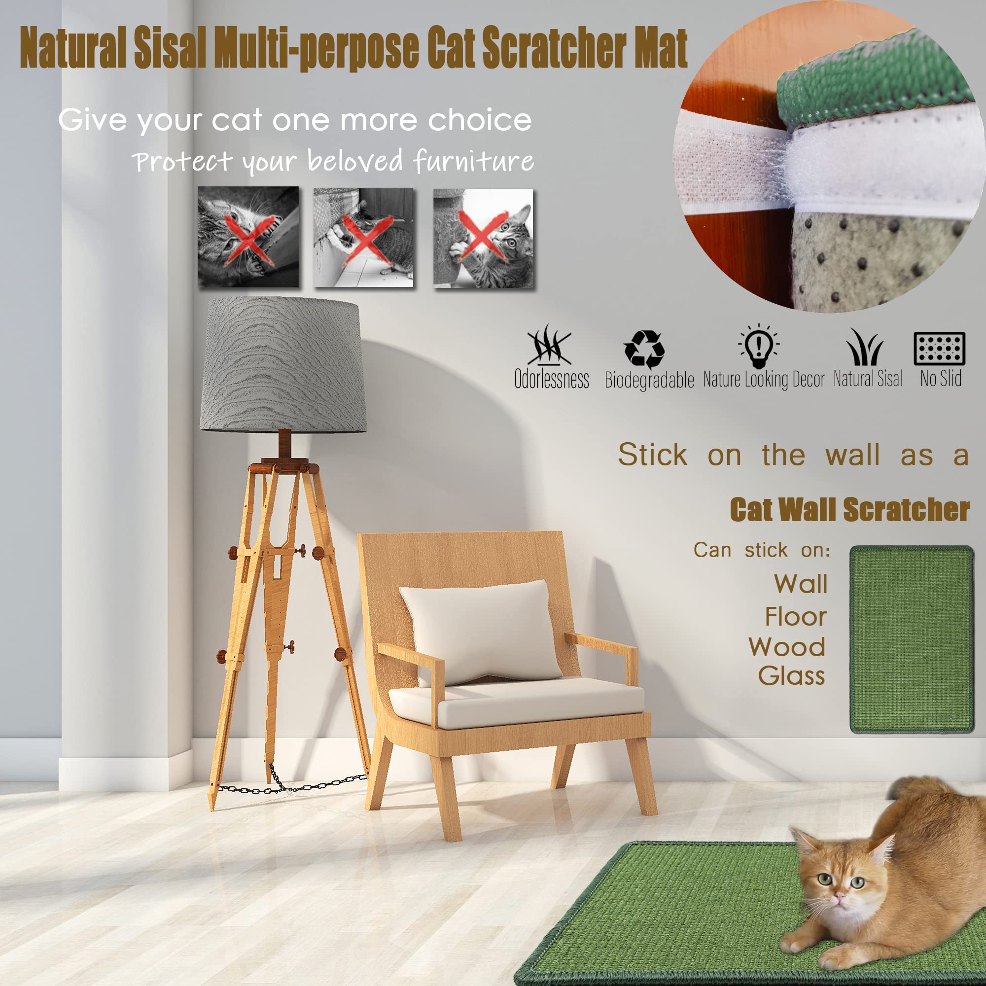 Pethave detalle de tejido sisal, fibra resistente para uñas y juego.