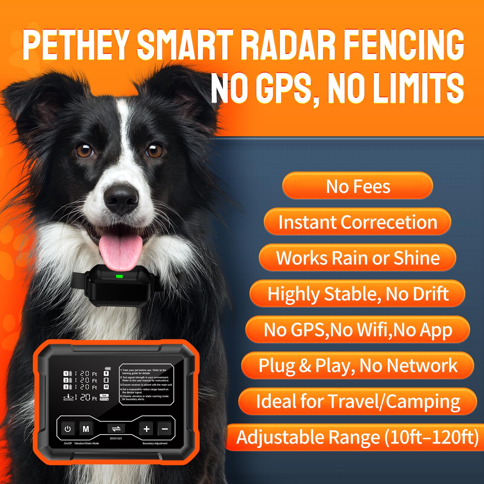 PETHEY F900 cubre hasta 1 acre, ideal para entrenar varios perros.