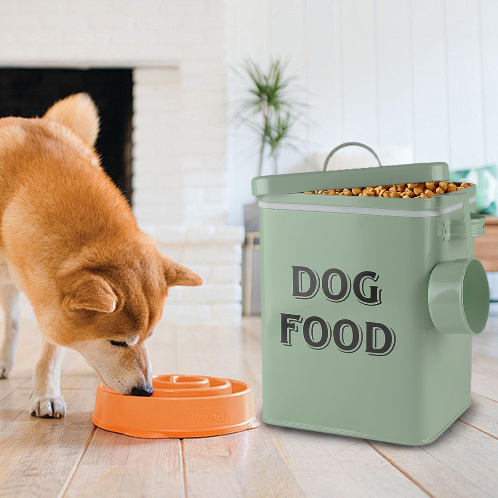 Diseño retro de Pethiy para almacenamiento de alimentos para perros.