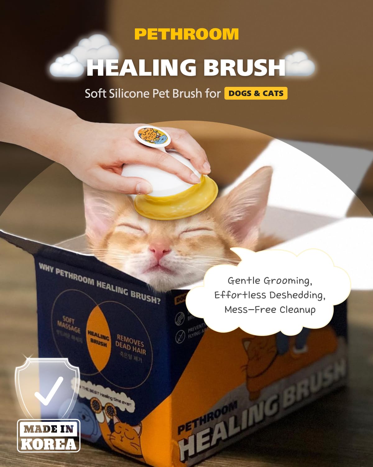 Cepillo PETHROOM para perros deslanado, elimina pelos sueltos y reduce la muda.