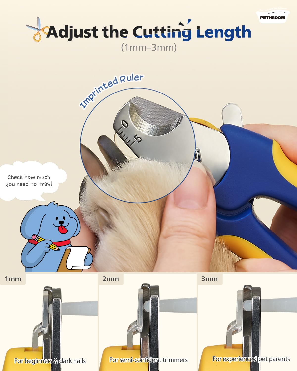 PETHROOM mango ergonómico con agarre antideslizante