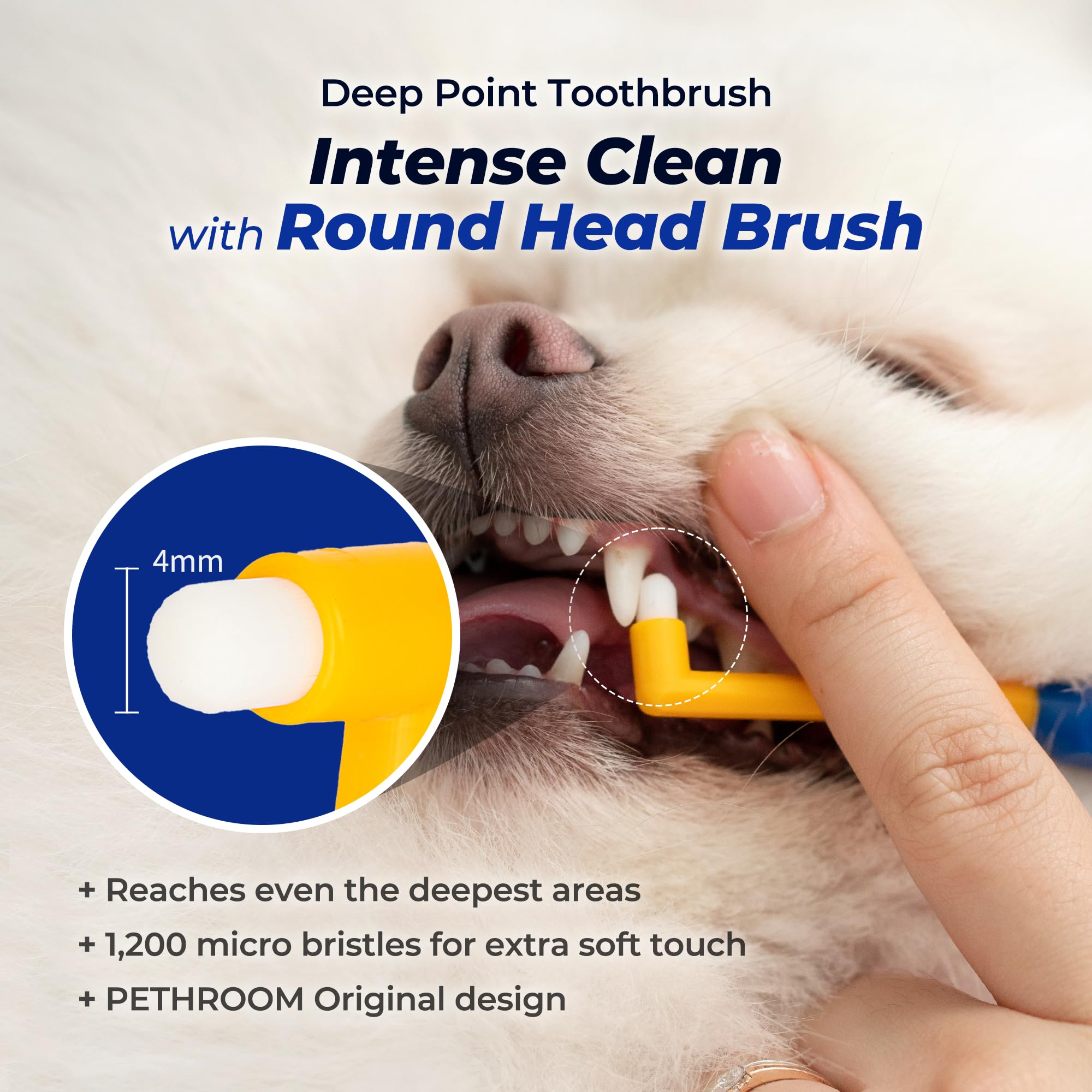 PETHROOM diseño curvo y ángulo óptimo para limpieza profunda entre dientes