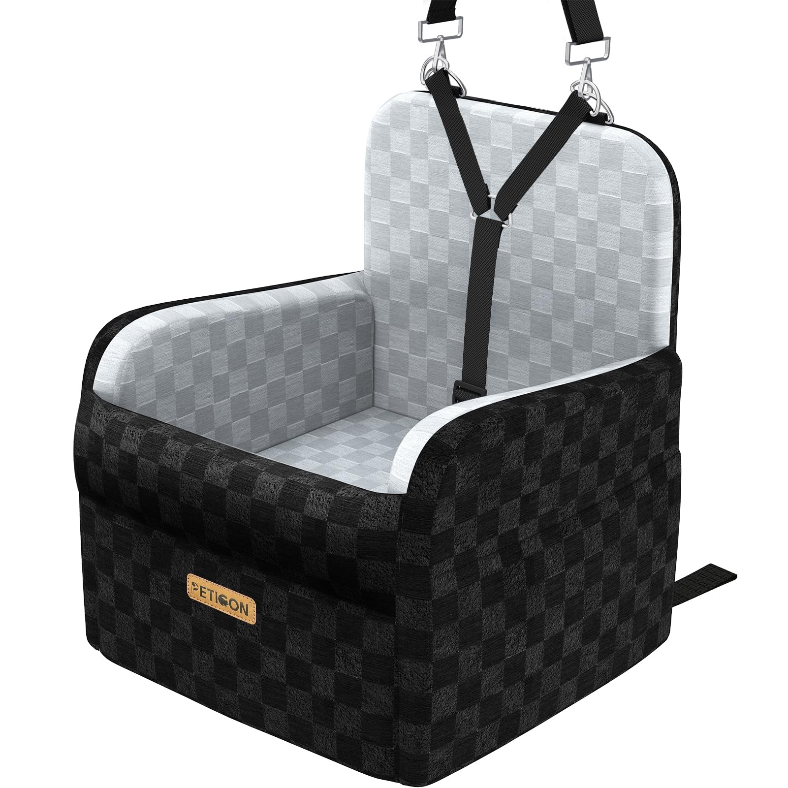 PETICON asiento para perro de coche con espuma de memoria de 6 pulgadas, elevación para vista cómoda.