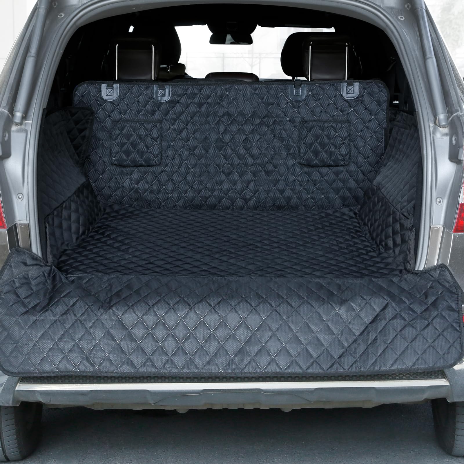 PETICON protector de carga para perros, vista general del forro para coche, protección total.