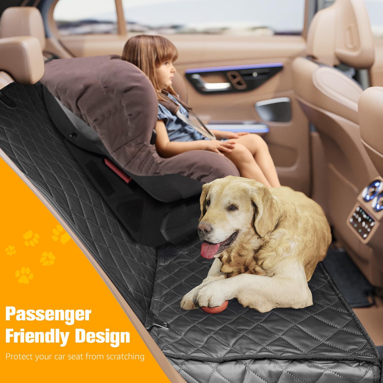 PETICON cobertura trasero de coche, instalación rápida para viajes con mascota.