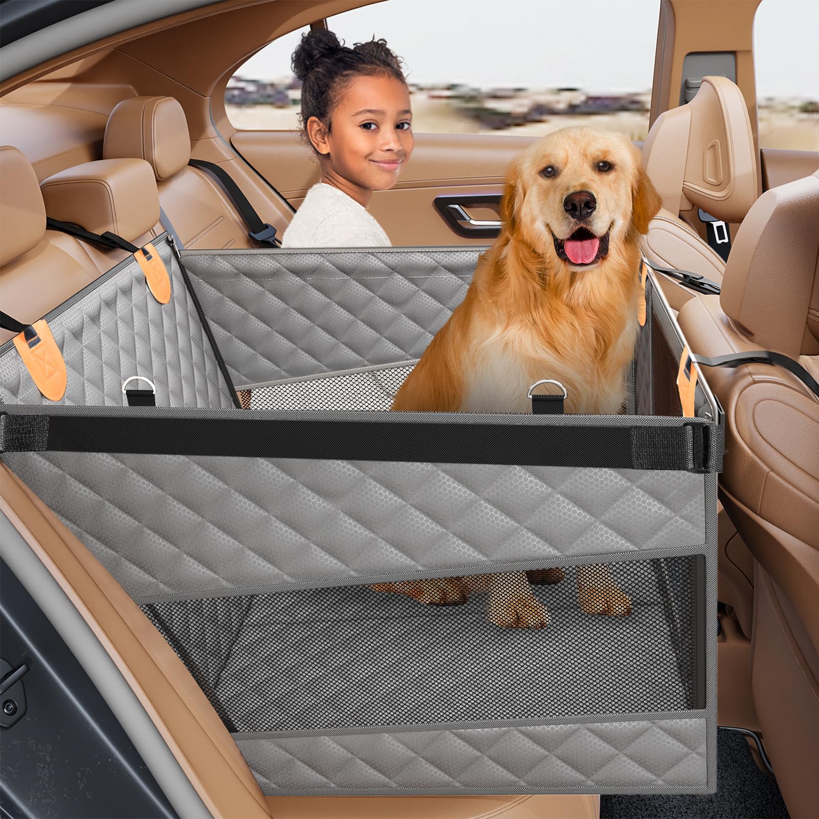 PETICON extensor de asiento trasero grande, más espacio para perros durante el viaje.