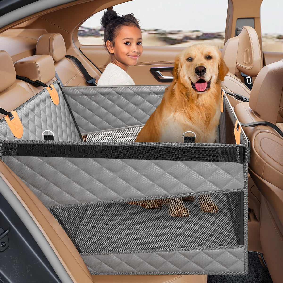 PETICON extensor de asiento trasero grande, más espacio para perros durante el viaje.
