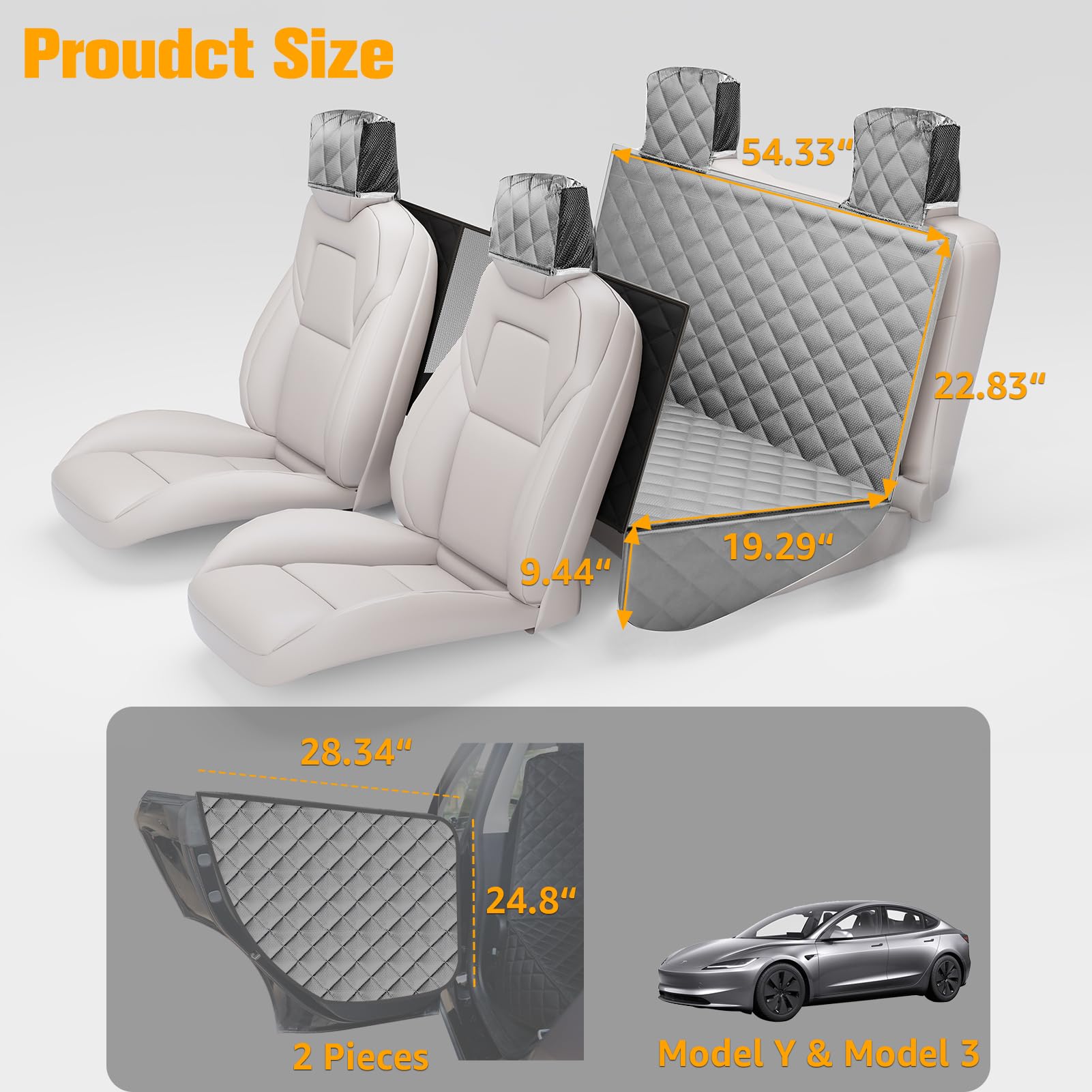 Protección de reposacabezas PETICON para la zona trasera del Tesla.
