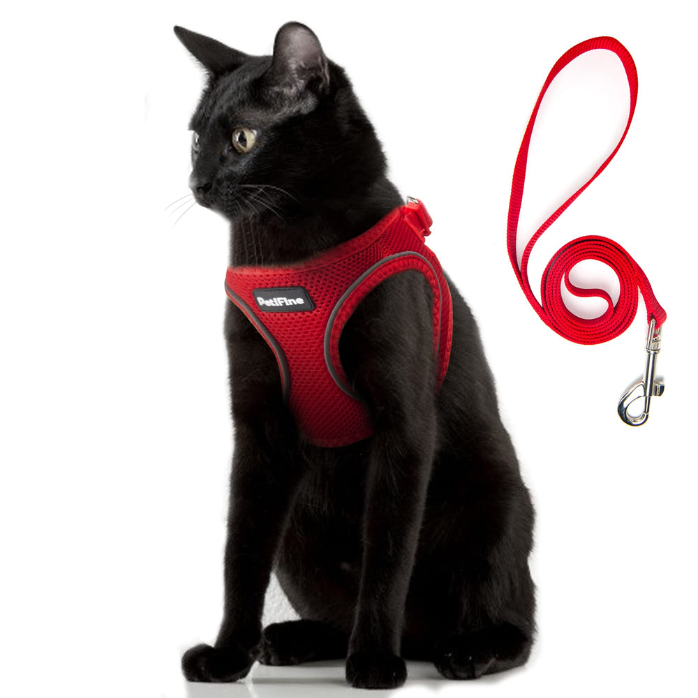 Arnés PetiFine para gato a prueba de escape en rojo, paseo más seguro.