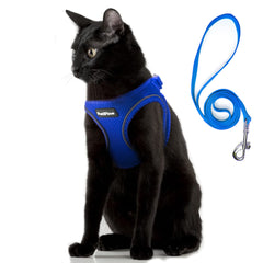 PetiFine arnés para gato reflectivo azul bebé para paseos nocturnos seguros