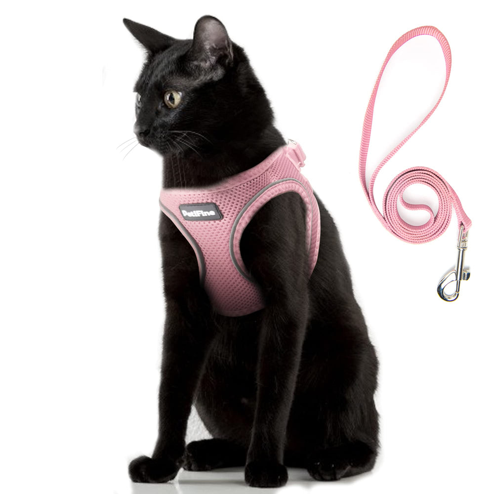 PetiFine arnés paso-entrada rosa para perros pequeños, ajuste rápido para paseos diarios.