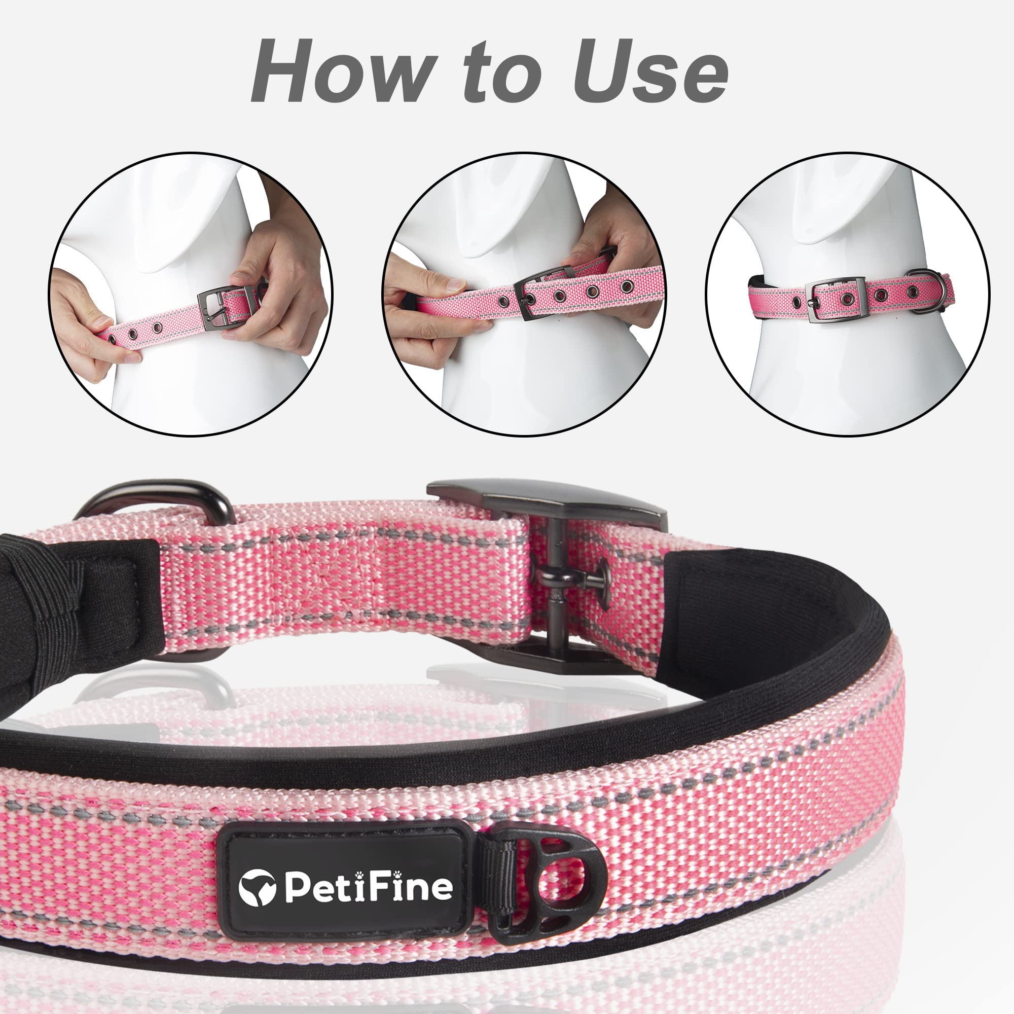 PetiFine collar rosa ideal para caminatas y entrenamiento.