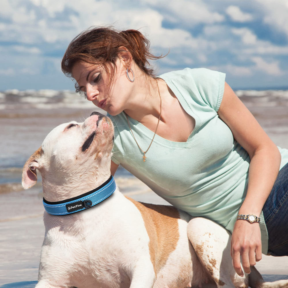 PetiFine collar azul para perros grandes: comodidad y seguridad en cada caminata.