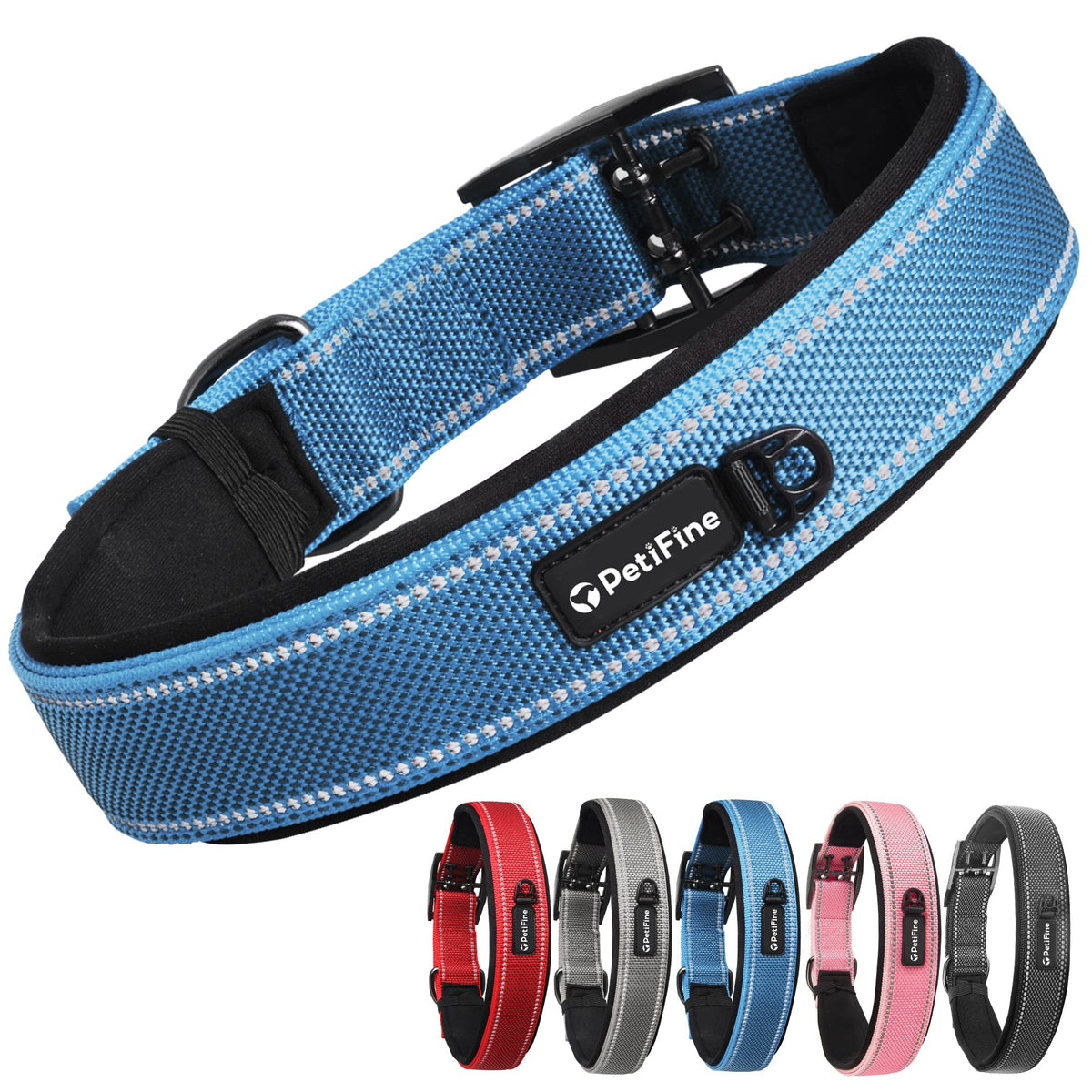 PetiFine collar para perro grande con hebilla metálica y neopreno: ajuste seguro y cómodo.
